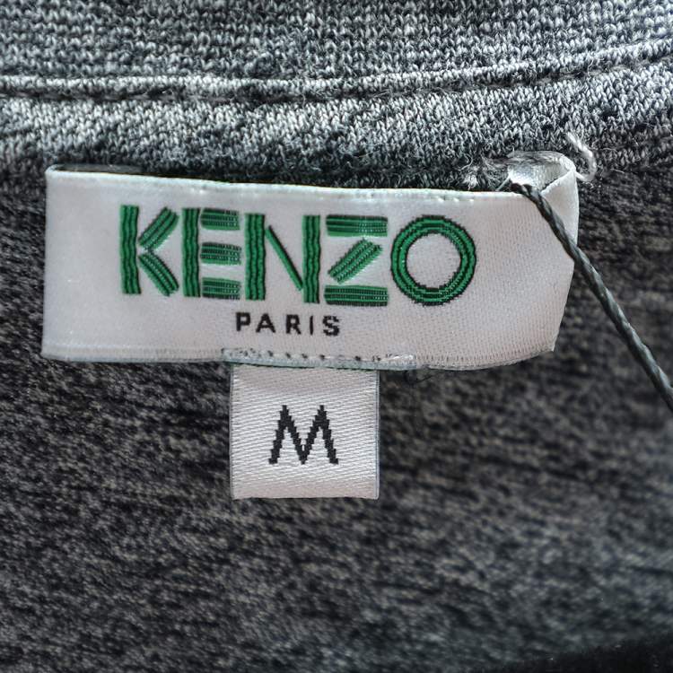 Pre Owned Kenzo Charcoal Grey Tiger Printed Cotton Knit Crewneck T-Shirt M