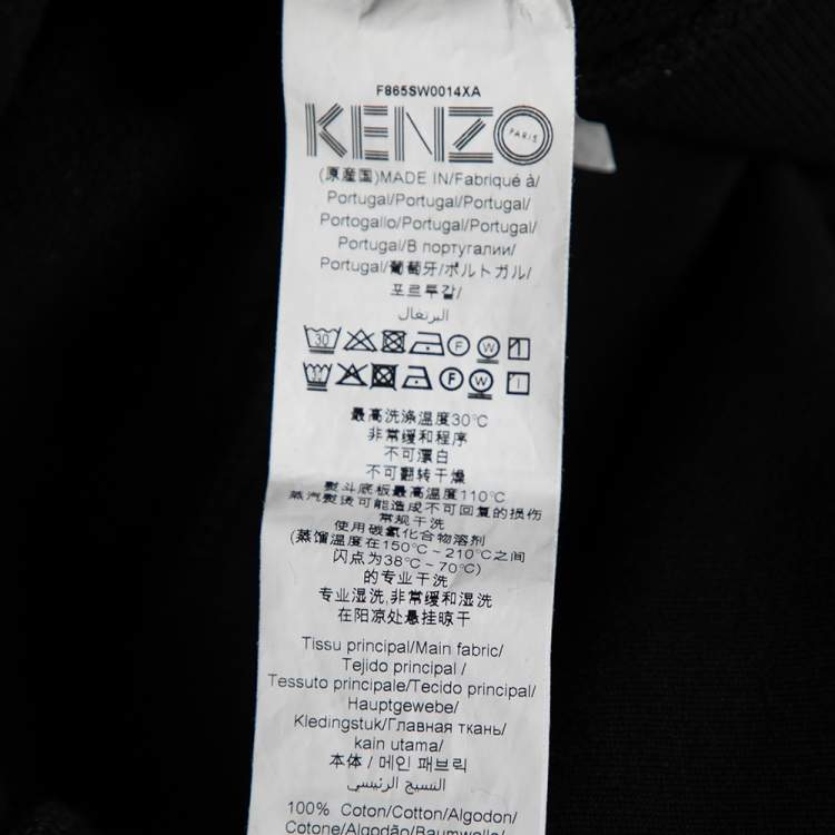 Pre Owned Kenzo Black Cotton Tiger Embroidered Long Sleeve Crewneck Sweatshirt L
