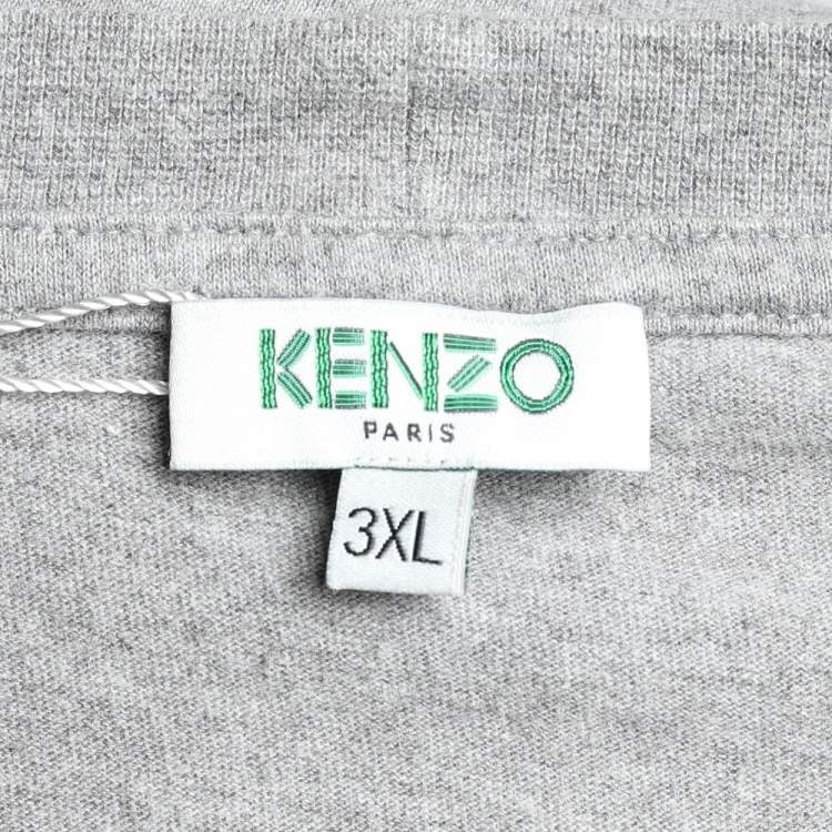 Pre Owned Kenzo Grey Tiger Printed Cotton Crewneck T-Shirt 3XL