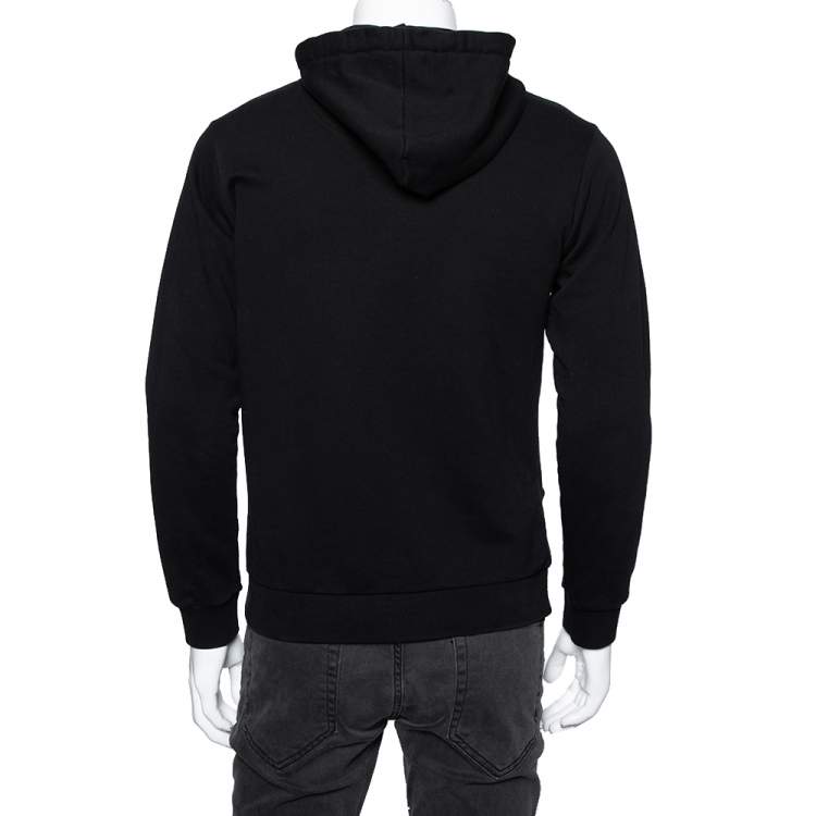 Pre Owned Kenzo Black Cotton Eye Embroidered Knit Oversized Hoodie S