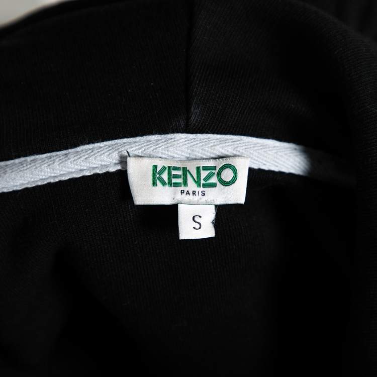Pre Owned Kenzo Black Cotton Eye Embroidered Knit Oversized Hoodie S