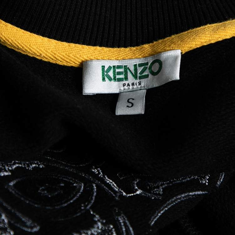 مملوكة مسبقًا Kenzo Black Cotton Tiger Embroidered Zip Front Jacket S