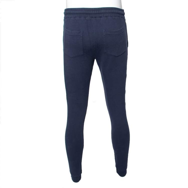 Pre Owned Kenzo Navy Blue Knit Logo Sweatpants S