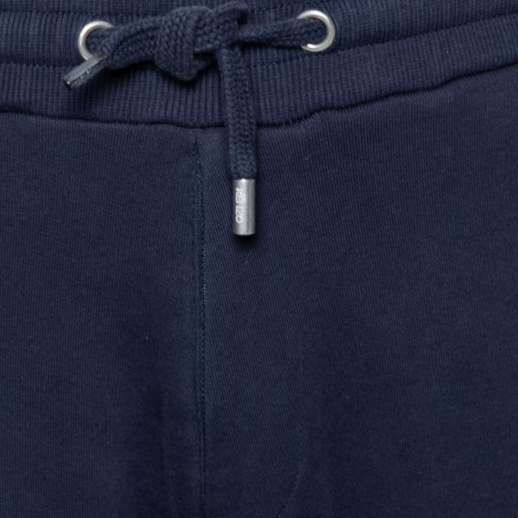 Pre Owned Kenzo Navy Blue Knit Logo Sweatpants S