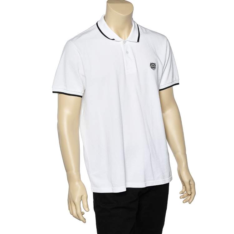 Kenzo White Pique Cotton K Fit Polo T Shirt XL Kenzo TLC