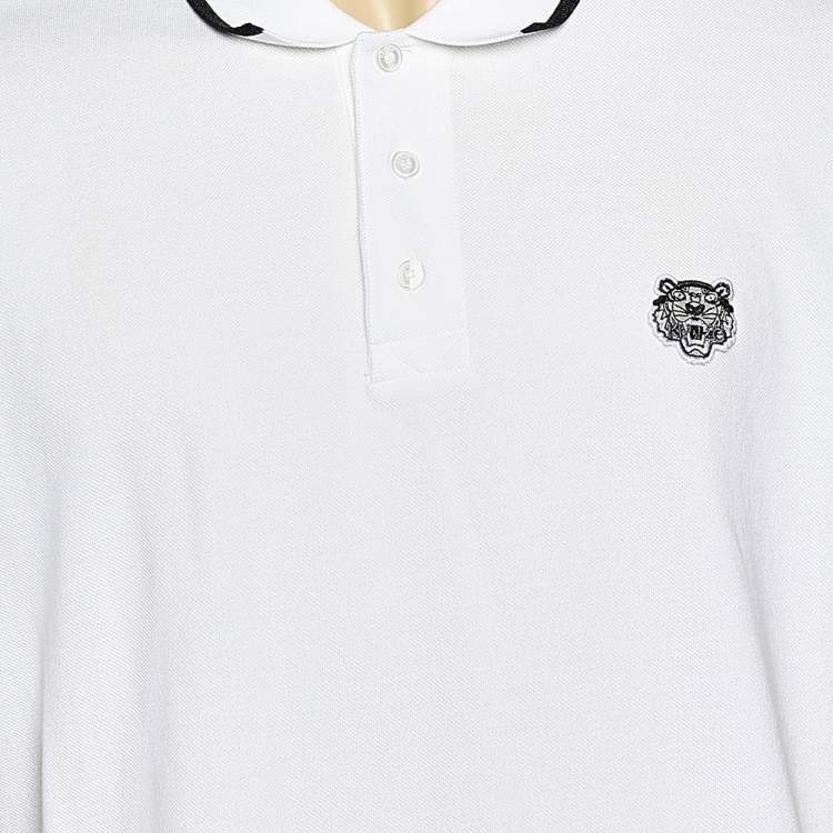Pre Owned Kenzo White Pique Cotton K Fit Polo T-Shirt XL