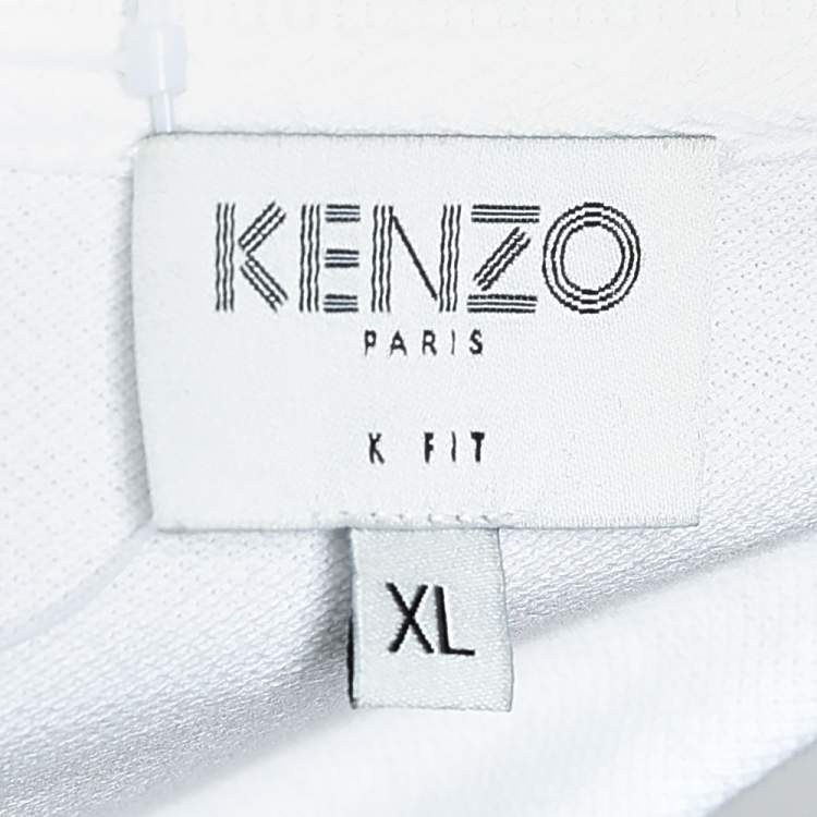 Pre Owned Kenzo White Pique Cotton K Fit Polo T-Shirt XL