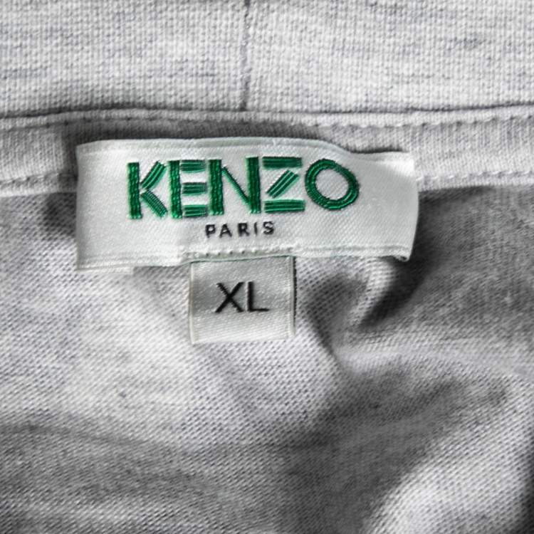 Pre Owned Kenzo Grey Printed Cotton Crew Neck Short Sleeve T-Shirt XL