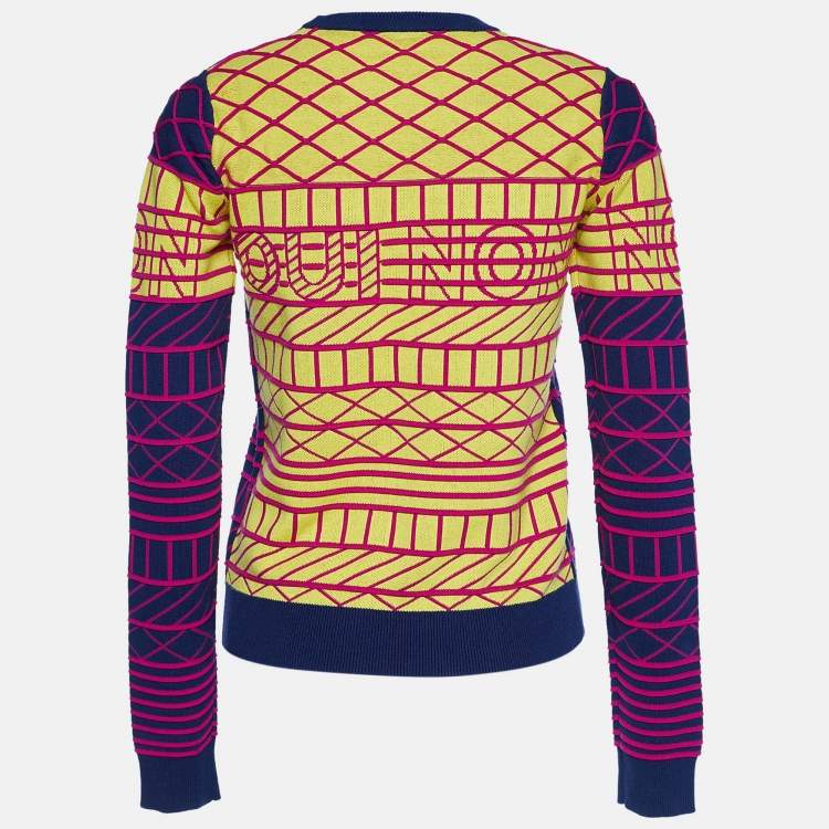 مملوكة مسبقًا Kenzo Multicolor Jacquard Oui Non Crewneck Sweatshirt S