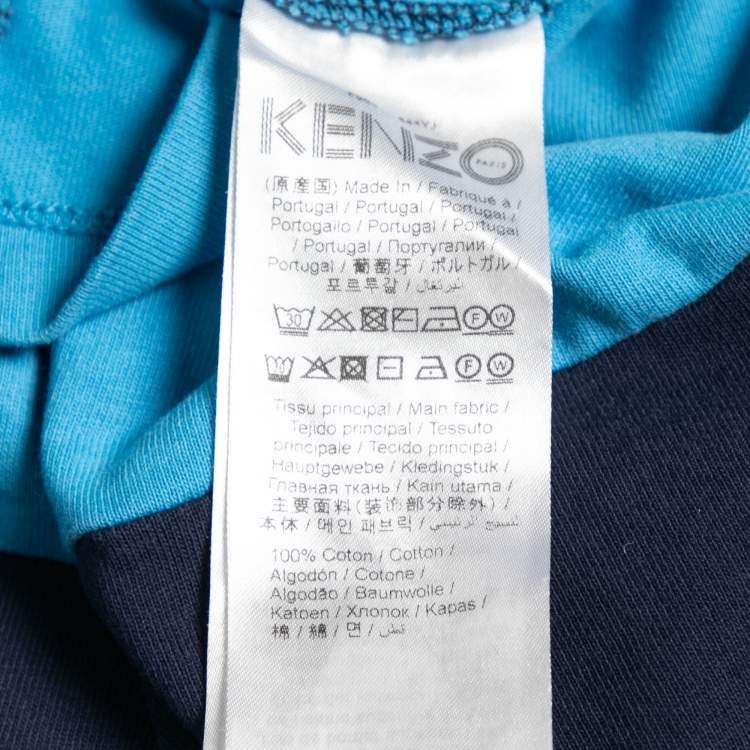 Pre Owned Kenzo Blue Cotton Tiger Embroidered Crew Neck Long Sleeve T-Shirt M
