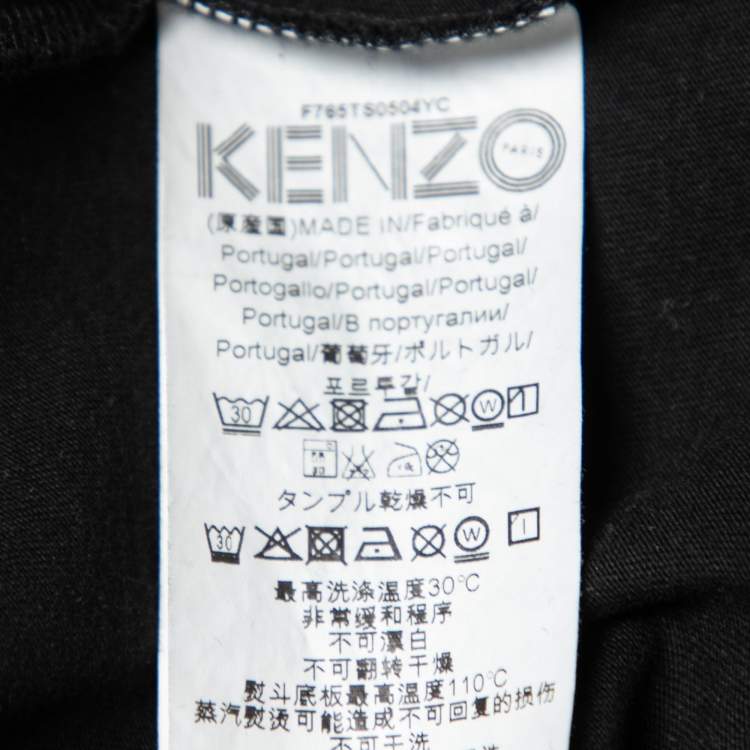 Pre Owned Kenzo Black Cotton Tiger Printed Short Sleeve T-Shirt S