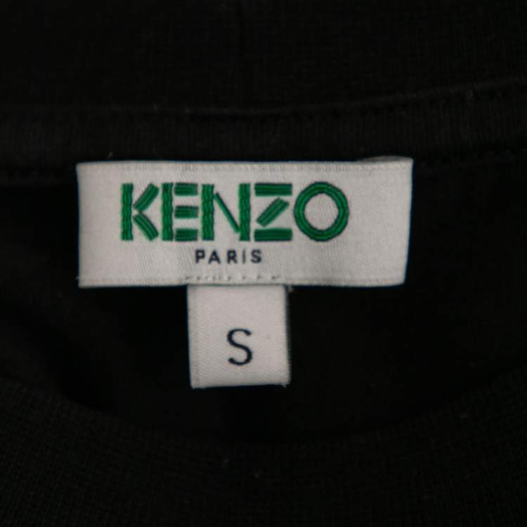 Pre Owned Kenzo Black Cotton Tiger Printed Short Sleeve T-Shirt S