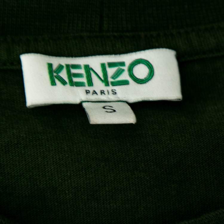 Pre Owned Kenzo Green Tiger Printed Cotton Short Sleeve T-Shirt S