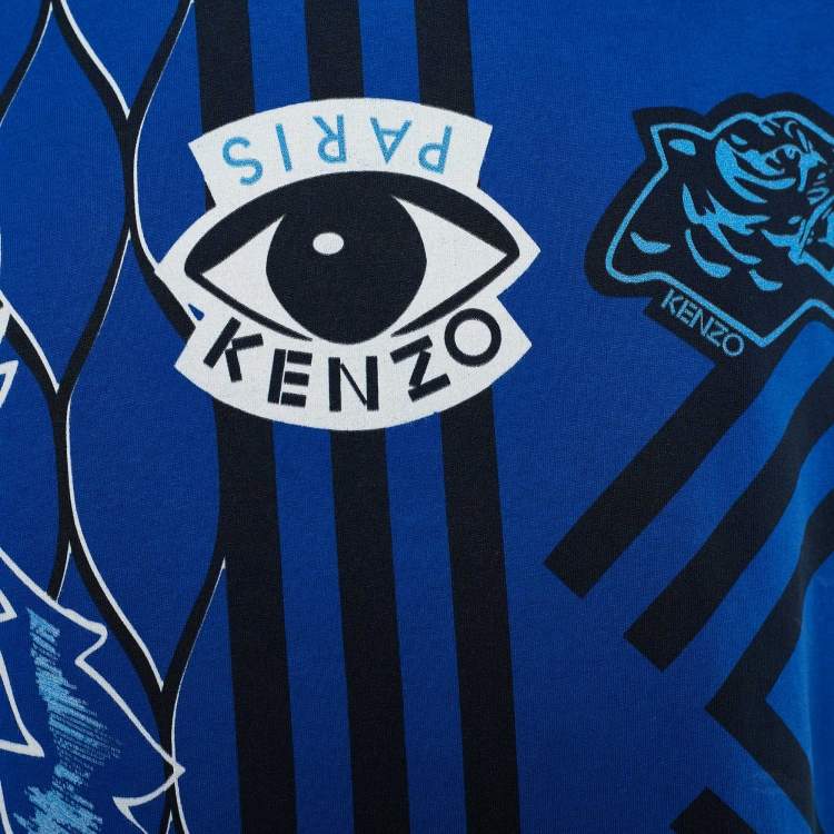 Pre Owned Kenzo  Blue Eye Print Cotton T -Shirt M