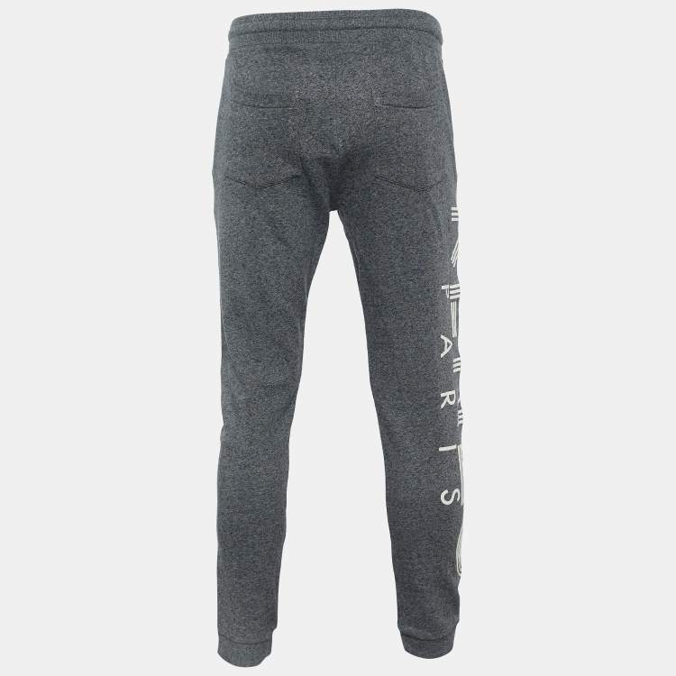 Pre Owned Kenzo Grey Logo Printed Knit Elasticized Waist Joggers S