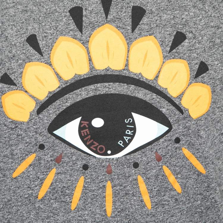 Pre Owned Kenzo Grey Eye Print Cotton Short Sleeve Round Neck T-Shirt M