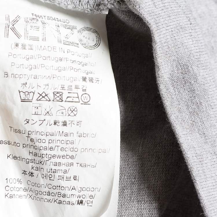 Pre Owned Kenzo Grey Jersey Logo Cuff Print T-Shirt S