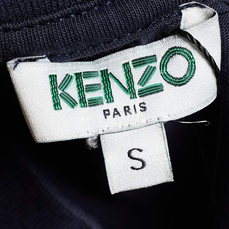 مملوكة مسبقًا Kenzo Midnight Blue Cotton Knit Tiger Print T-Shirt S