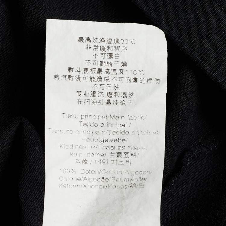 Pre Owned Kenzo Black Cotton Logo Cuff Detail Crew Neck T-Shirt L
