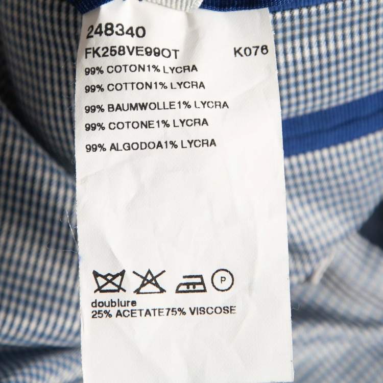 Pre Owned Kenzo Dark Blue Checked Seersucker Cotton Slim Fit Blazer M