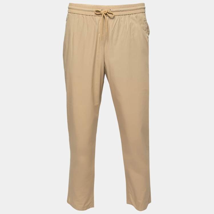 Pre Owned Kenzo Beige Cotton Drawstring Waist Trousers M Waist 28"