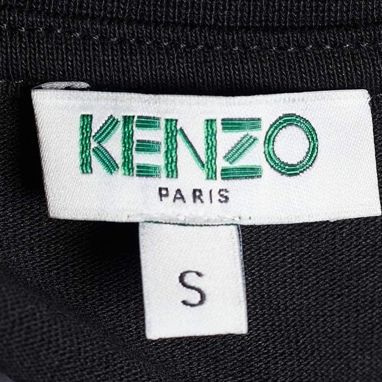 مملوكة مسبقًا Kenzo Black Tiger Embroidered Cotton Knit T-shirt S