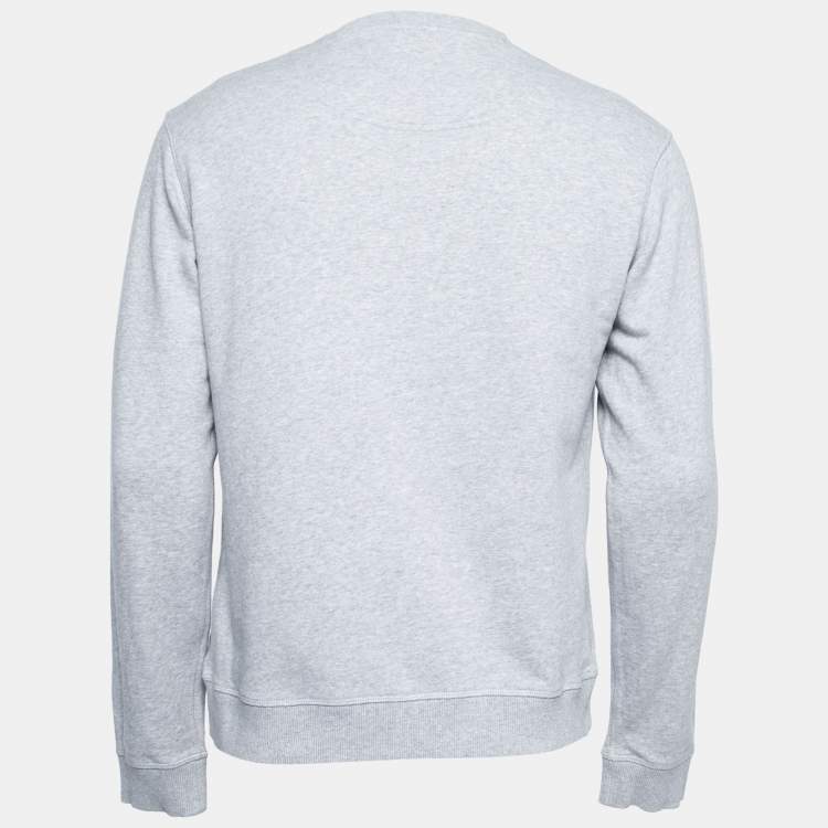 Pre Owned Kenzo Light Grey Tiger-Embroidered Cotton Sweatshirt M