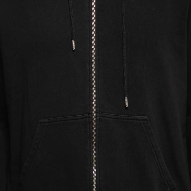 Pre Owned Kenzo Black Rib Knit Tiger Embroidered Hoodie M