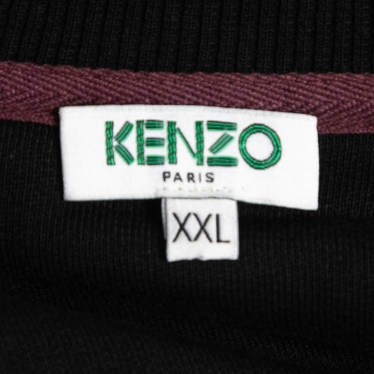Pre Owned Kenzo Black Cotton Tiger Logo Embroidered Sweatshirt 2XL