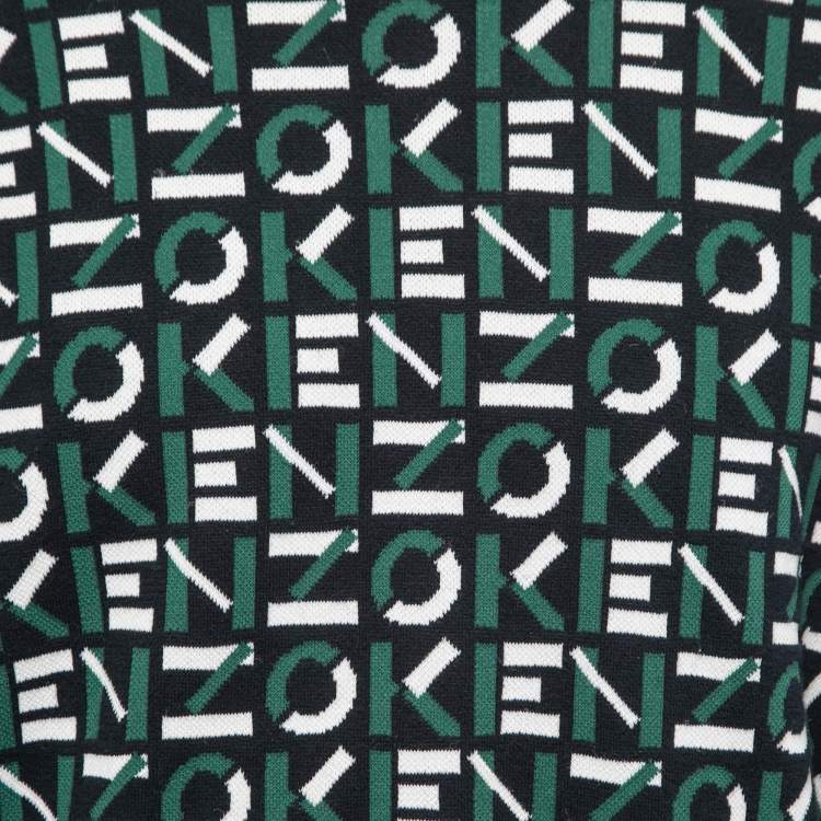 مملوكة مسبقًا Kenzo Multicolor Logo Intarsia Knit Crewneck Jumper XL