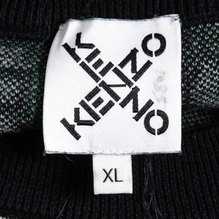 مملوكة مسبقًا Kenzo Multicolor Logo Intarsia Knit Crewneck Jumper XL