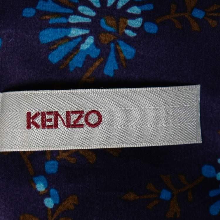 Pre Owned Kenzo Multicolor Floral Printed Cotton Pleated Front Shirt L