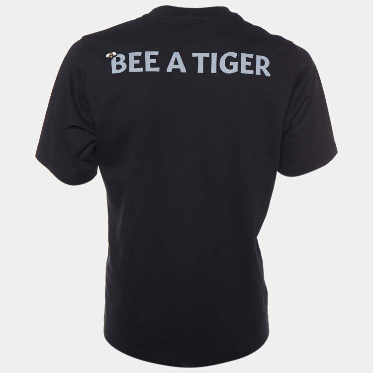 Pre Owned Kenzo Black Bee A Tiger Printed Cotton Knit Crewneck T-Shirt S