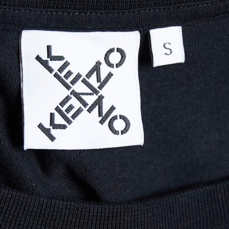 Pre Owned Kenzo Black Logo Printed Cotton Knit Crewneck T-Shirt S