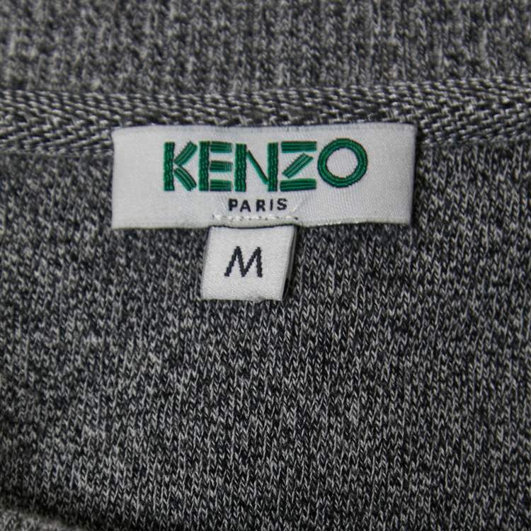 Pre Owned Kenzo Grey Cotton Logo Embroidered Sweatshirt M