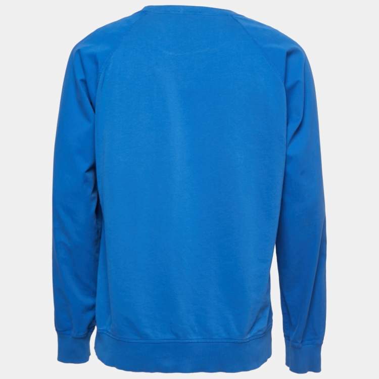 Pre Owned Kenzo Blue Cotton Logo Embroidered Sweatshirt L