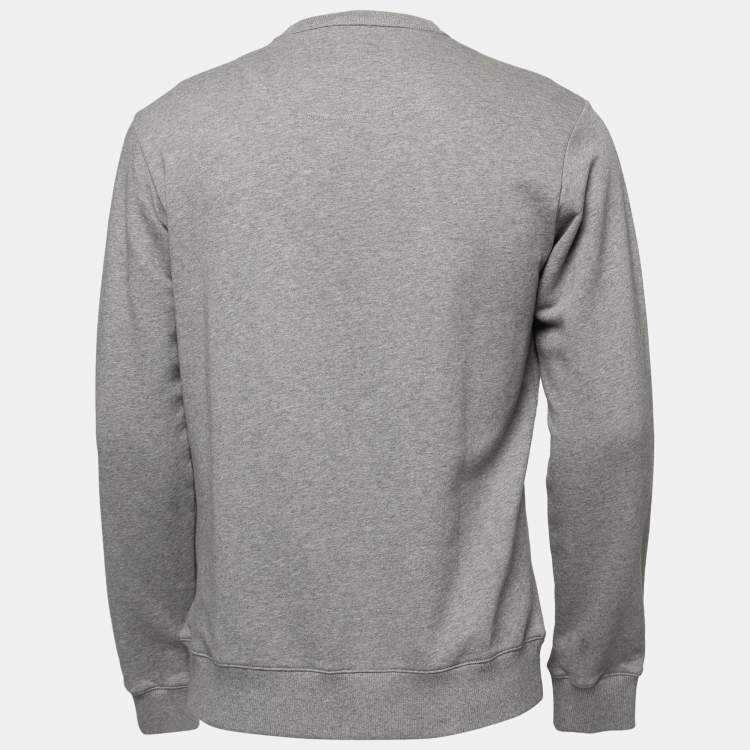 Pre Owned Kenzo Grey Tiger Motif Embroidered Cotton Sweatshirt S