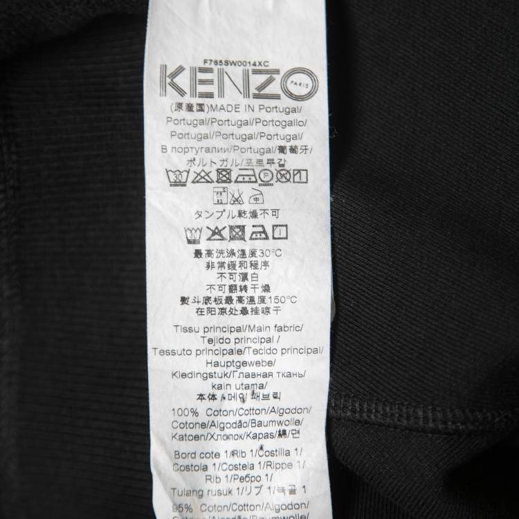 مملوكة مسبقًا Kenzo Black Cotton Knit Tiger Embroidered Motif Sweatshirt L