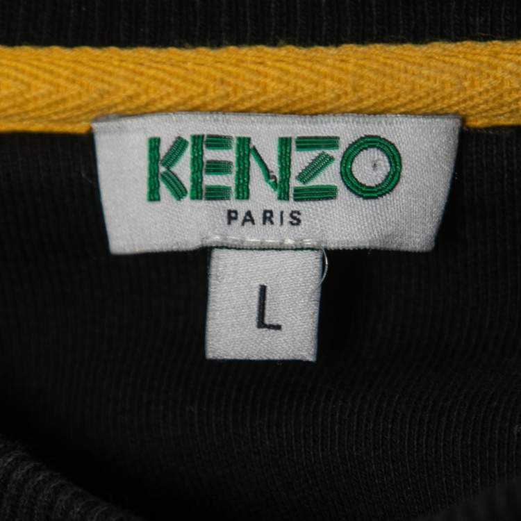 مملوكة مسبقًا Kenzo Black Cotton Knit Tiger Embroidered Motif Sweatshirt L