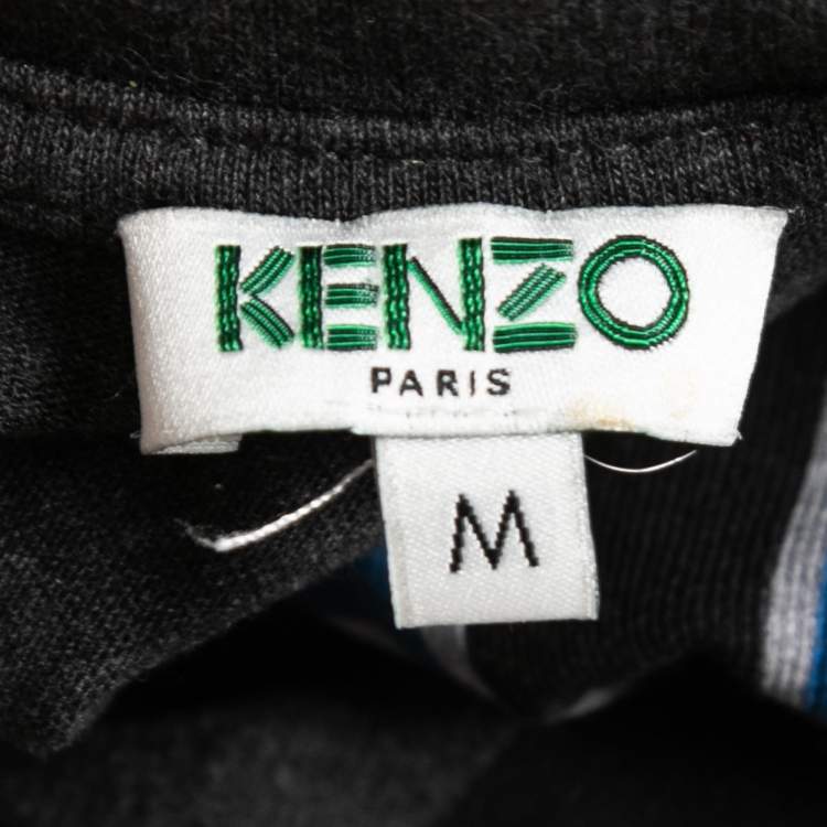 Pre Owned Kenzo Grey Logo Printed Cotton Short Sleeve T-Shirt M