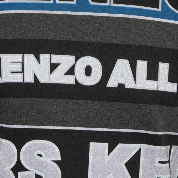 Pre Owned Kenzo Grey Logo Printed Cotton Short Sleeve T-Shirt M