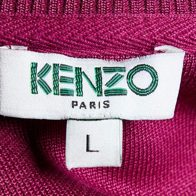Pre Owned Kenzo Magenta Eiffel Tower Embroidered Cotton Crew Neck Sweatshirt L