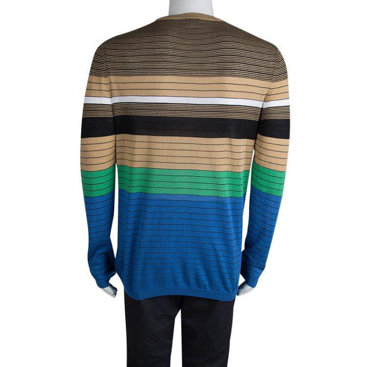 Pre Owned Kenzo Multicolor Striped Crew Neck Sweater L 