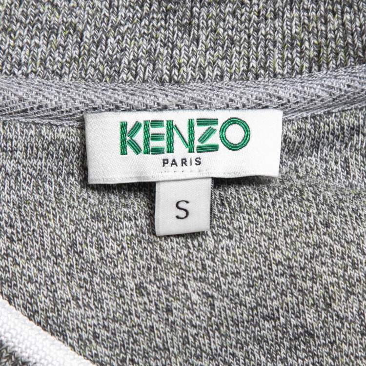 مملوكة مسبقًا Kenzo Grey Cotton Knit Tiger Patch Detail Sweatshirt S