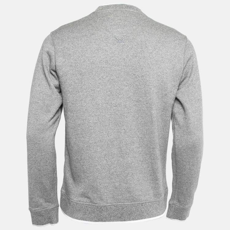 مملوكة مسبقًا Kenzo Grey Cotton Knit Tiger Patch Detail Sweatshirt S