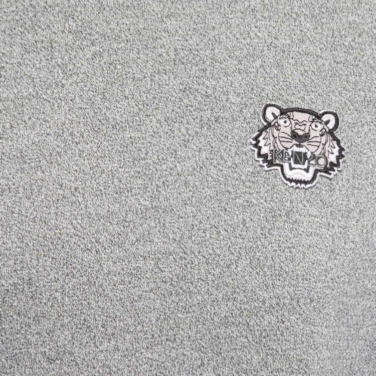 مملوكة مسبقًا Kenzo Grey Cotton Knit Tiger Patch Detail Sweatshirt S