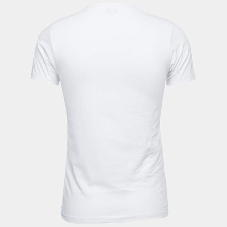Pre Owned Kenzo White Logo Print Cotton Crew Neck Half Sleeve T-Shirt XS  