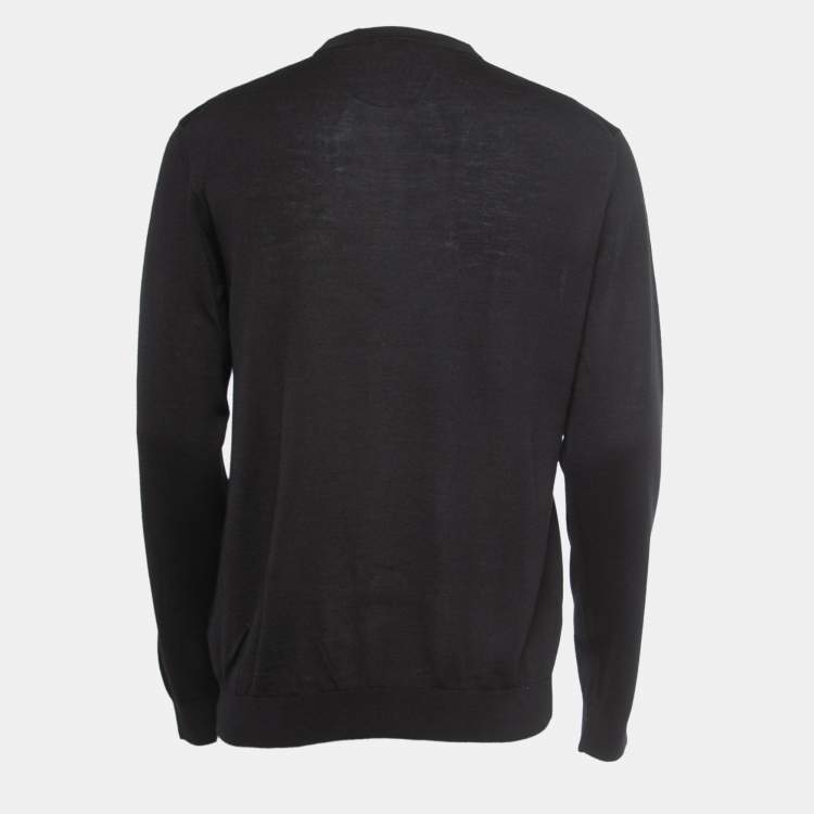 Pre Owned Kenzo Black Wool Button Front Cardigan L
