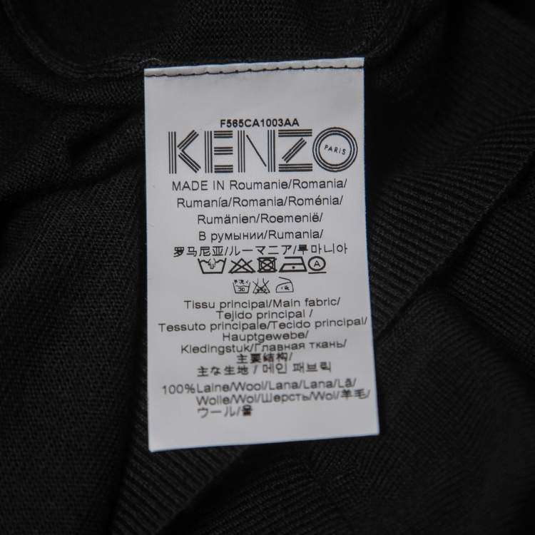 Pre Owned Kenzo Black Wool Button Front Cardigan L