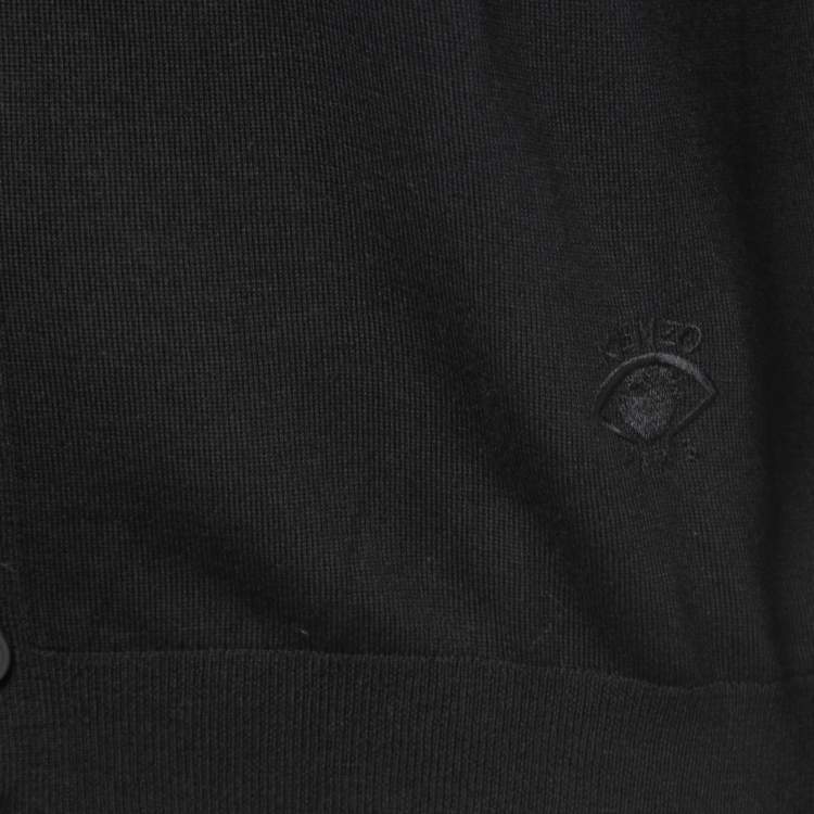 Pre Owned Kenzo Black Wool Button Front Cardigan L